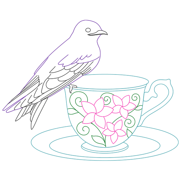 Tea Party Purple Martin [SVG, DXF]