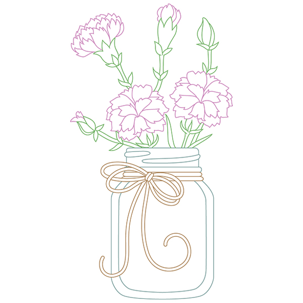 Blooming Carnations in Mason Jar [SVG, DXF]