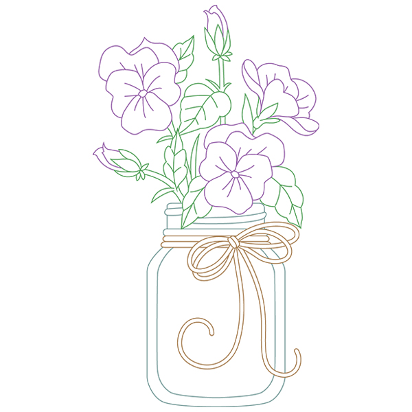 Blooming Violas in Mason Jar [SVG, DXF]