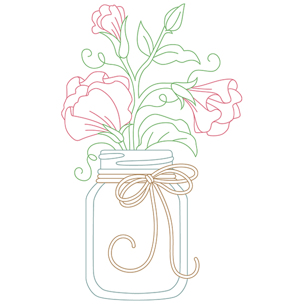 Blooming Sweet Peas in Mason Jar [SVG, DXF]