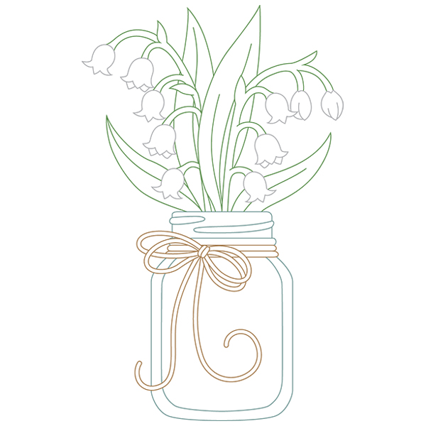 Blooming Lily of the Valley in Mason Jar [SVG, DXF]