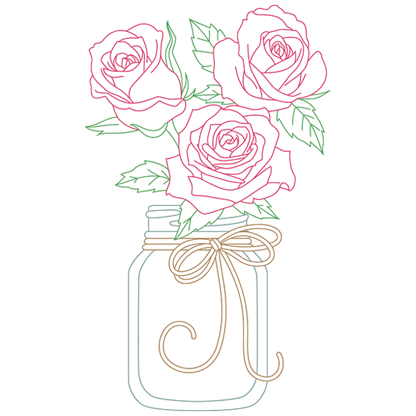 Blooming Roses in Mason Jar [SVG, DXF]