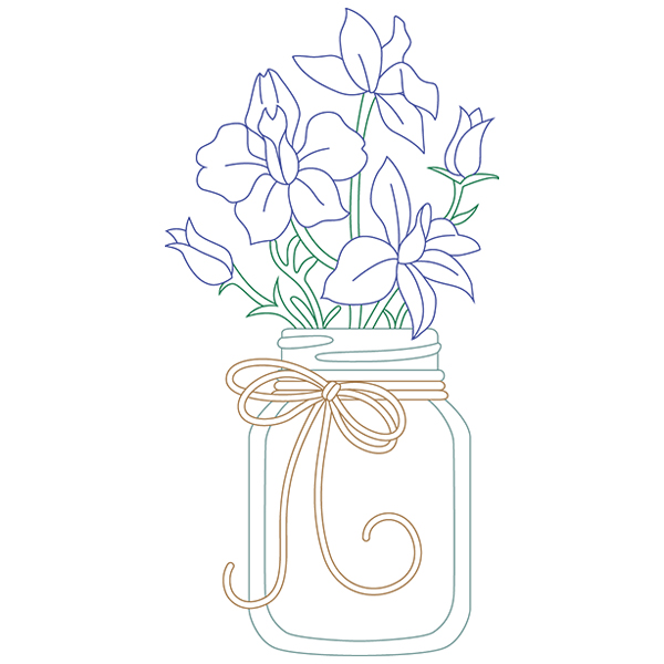 Blooming Larkspur in Mason Jar [SVG, DXF]