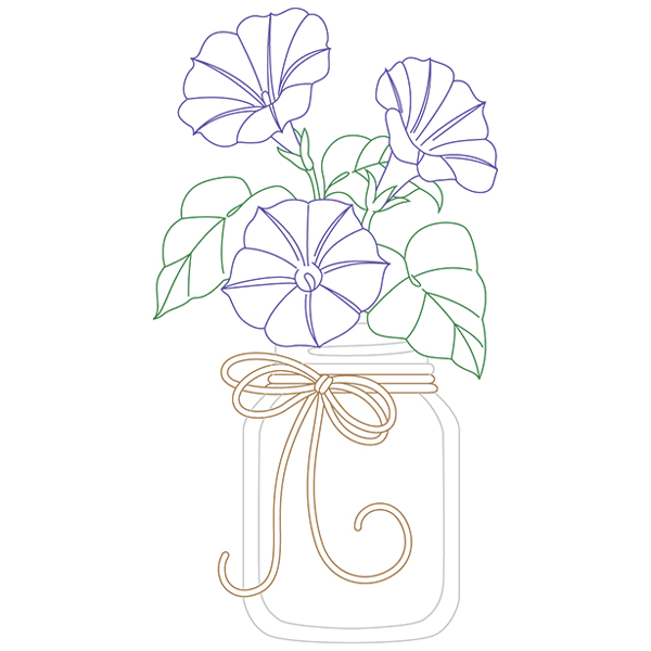 Blooming Morning Glories in Mason Jar [SVG, DXF]