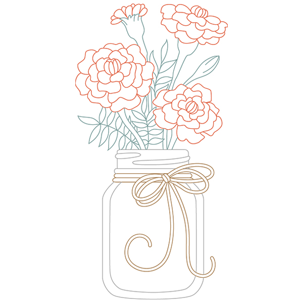 Blooming Marigolds in Mason Jar [SVG, DXF] | Cutting Machine & Laser ...