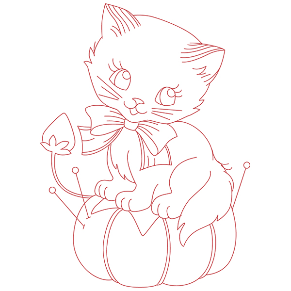 Crafty Cat with Pincushion [SVG, DXF]