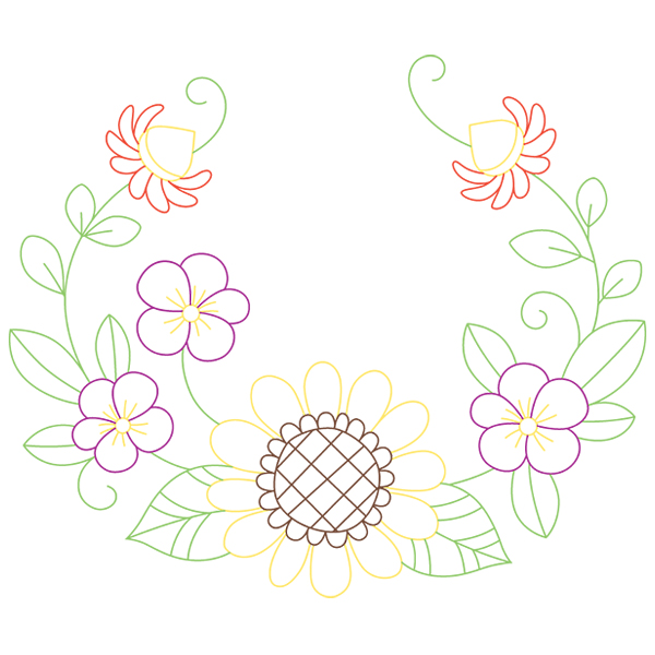 Floral Laurels - Sunday [SVG, DXF]