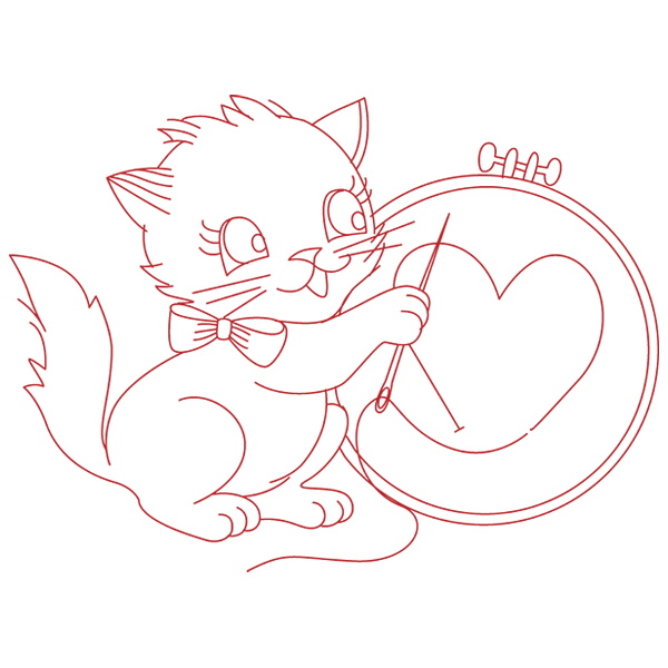 Crafty Cat with Embroidery [SVG, DXF]