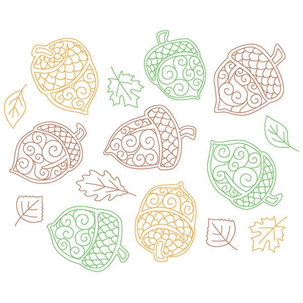 Fall Leaves and Acorns [SVG, DXF]