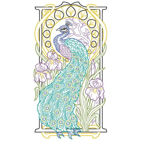 Art Nouveau Gilded Peacock [SVG, DXF]