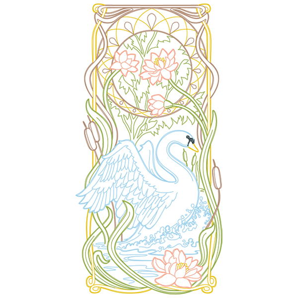 Art Nouveau Gilded Swan [SVG, DXF]