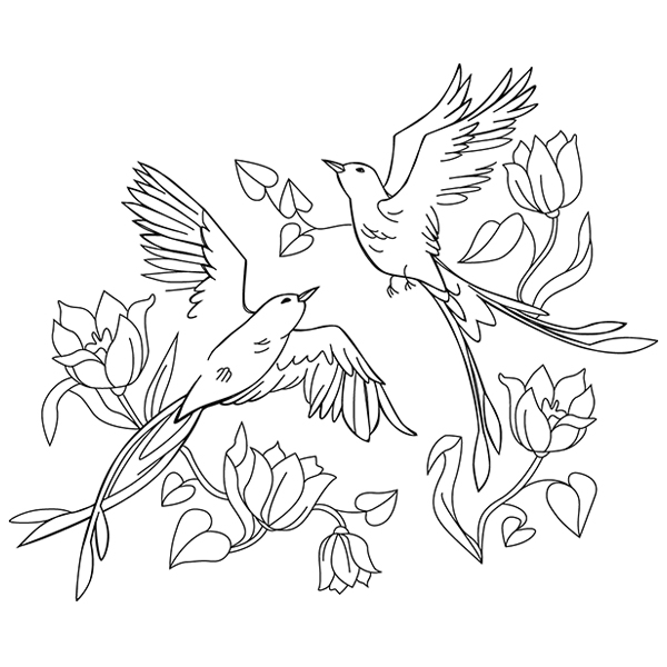 Sweetheart Scissor-Tailed Flycatchers [SVG, DXF]