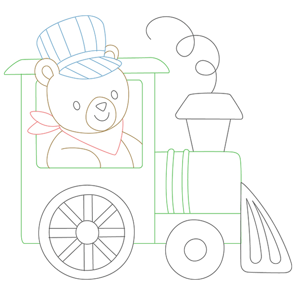 Traveling Teddy Bear - Train [SVG, DXF]