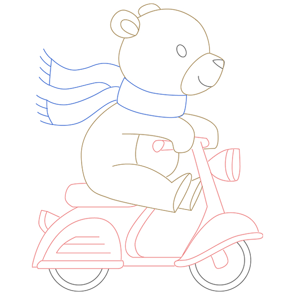 Traveling Teddy Bear - Scooter [SVG, DXF]