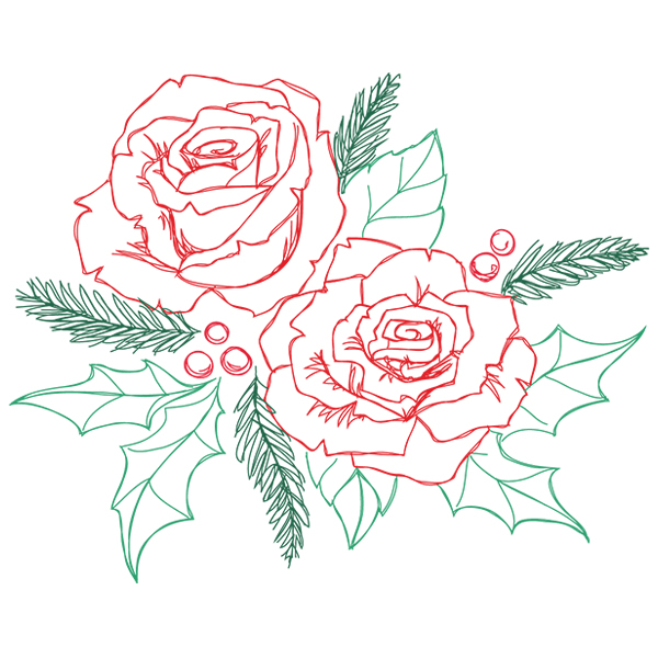Yuletide Roses [SVG, DXF]