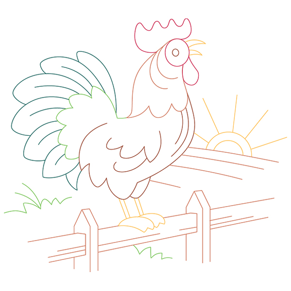 Sunday Rooster [SVG, DXF]