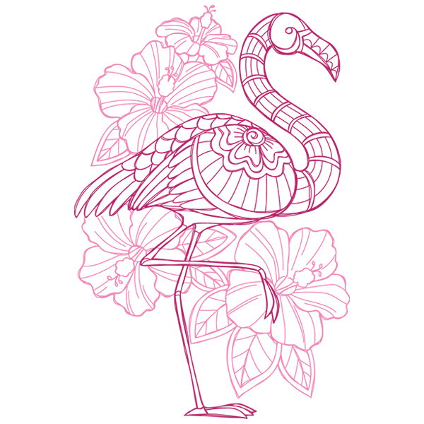 Delicate Flamingo [SVG, DXF]