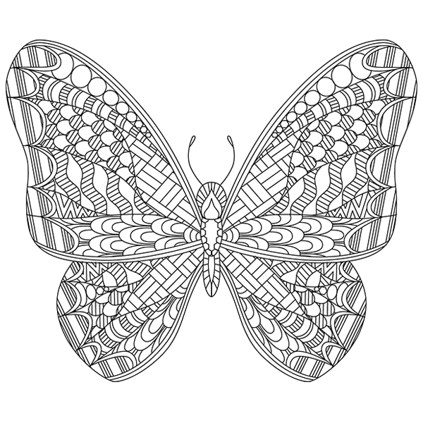 Zen Line Art Butterfly [SVG, DXF]