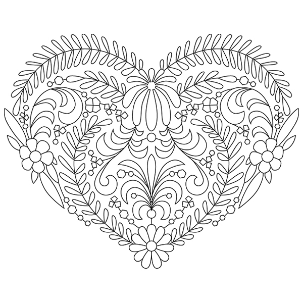 Scandinavian Folk Art Heart [SVG, DXF] 1