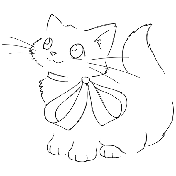 Meowy Christmas Cat with Bow [SVG, DXF]