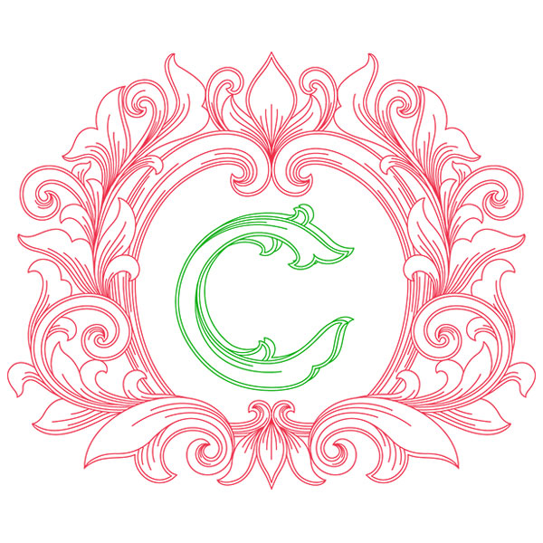 Grand Flourish Alphabet - C [SVG, DXF]