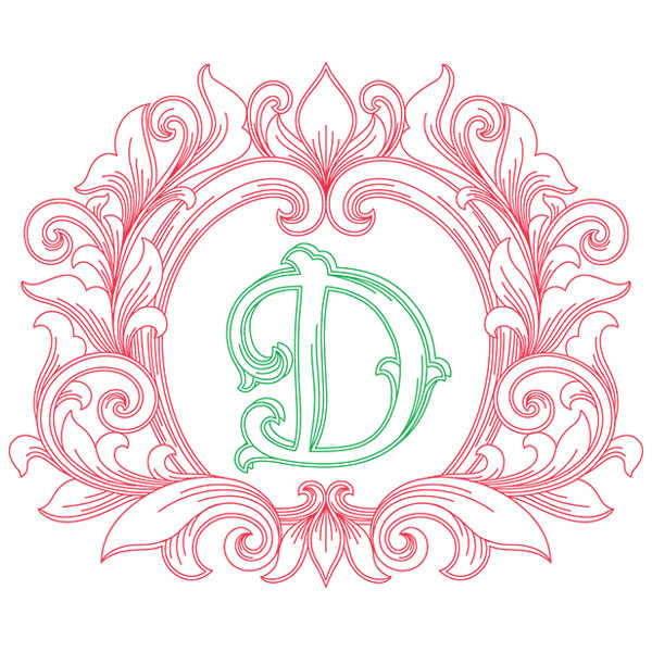 Grand Flourish Alphabet - D [SVG, DXF]