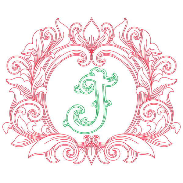 Grand Flourish Alphabet - J [SVG, DXF] 1