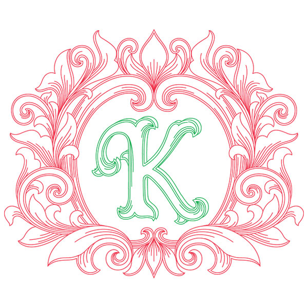 Grand Flourish Alphabet - K [SVG, DXF]