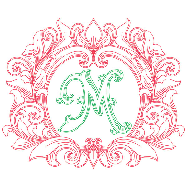 Grand Flourish Alphabet - M [SVG, DXF]