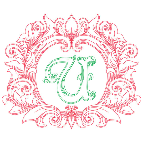 Grand Flourish Alphabet - U [SVG, DXF]
