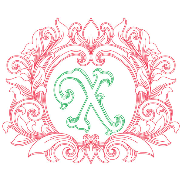 Grand Flourish Alphabet - X [SVG, DXF]