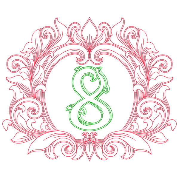 Grand Flourish Alphabet - 8 [SVG, DXF]