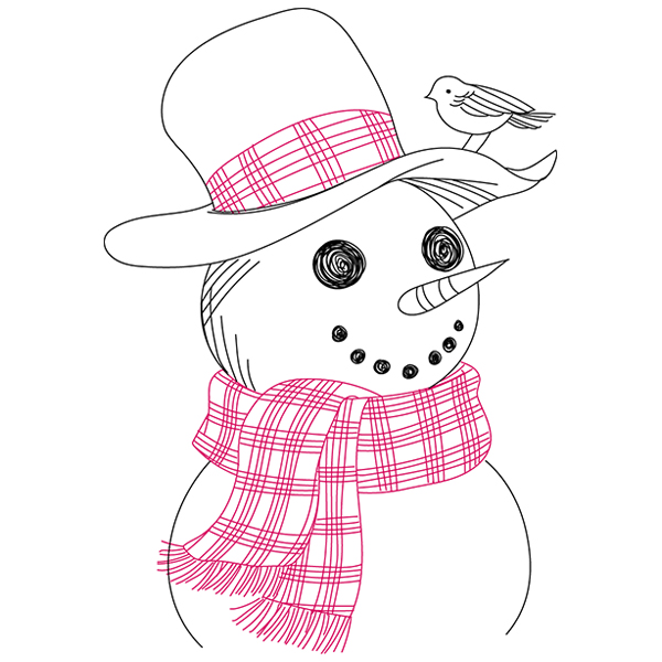 Snowman with Plaid Scarf [SVG, DXF]