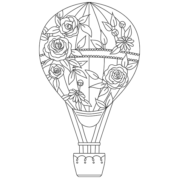 Hot Air Balloon with Flowers [SVG, DXF]