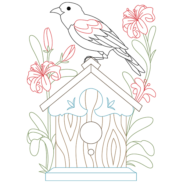 Red-winged Blackbird and Nerines [SVG, DXF]