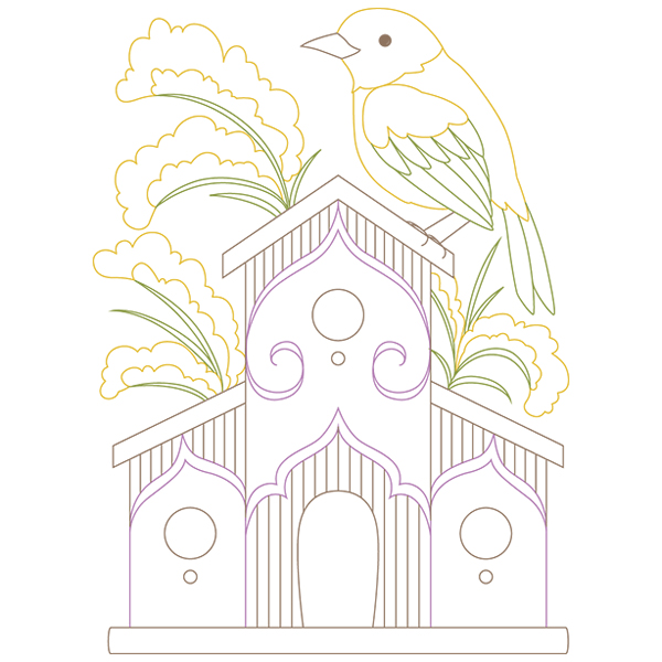 Yellow Warbler and Goldenrod [SVG, DXF]