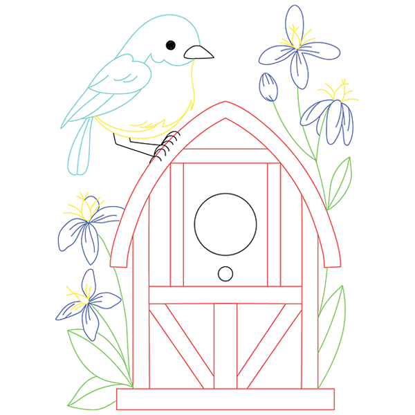 Bluebird and Clematis [SVG, DXF]