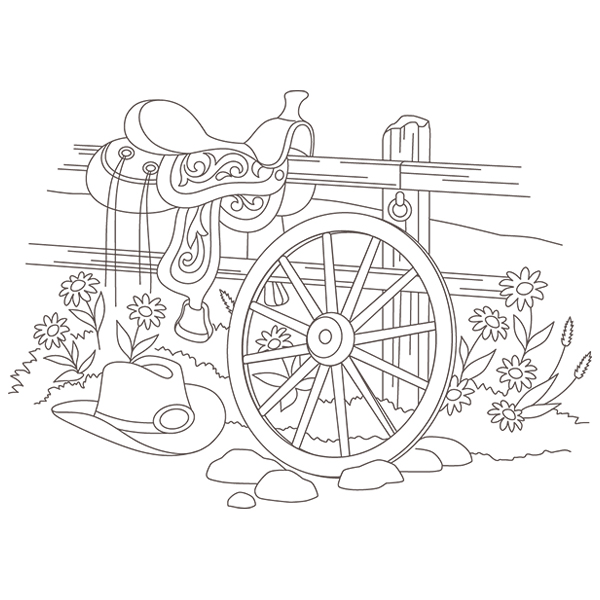 Wagon Wheel Scene [SVG, DXF]