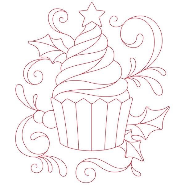 Doodle Christmas Cupcake [SVG, DXF]