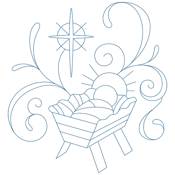 Doodle Jesus in Manger [SVG, DXF]