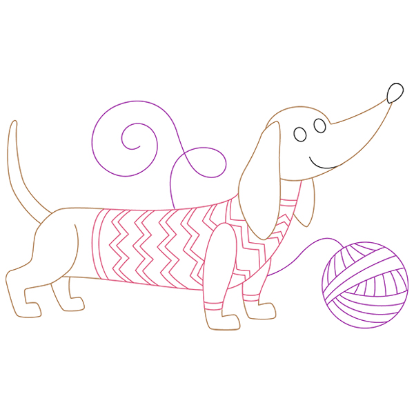 Dachshund Knitting [SVG, DXF]