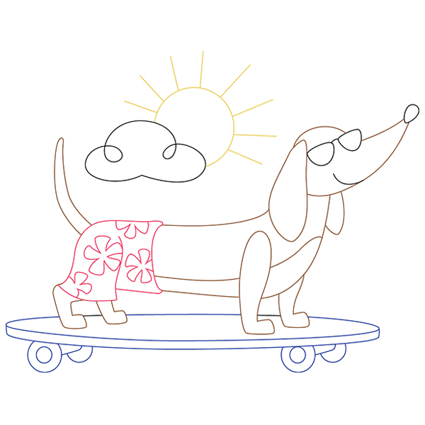 Dachshund Skateboarding [SVG, DXF]