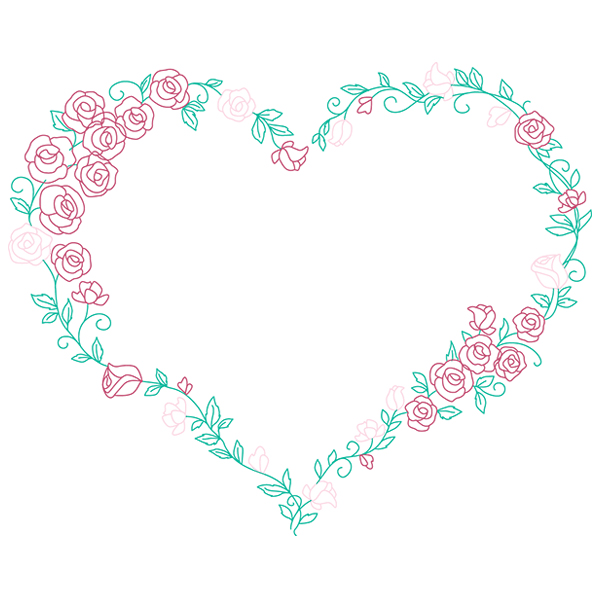 Delicate Rose Heart Wreath [SVG, DXF]