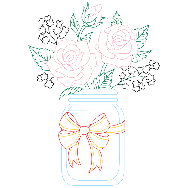 Merry Mason Jar - Christmas Rose [SVG, DXF]