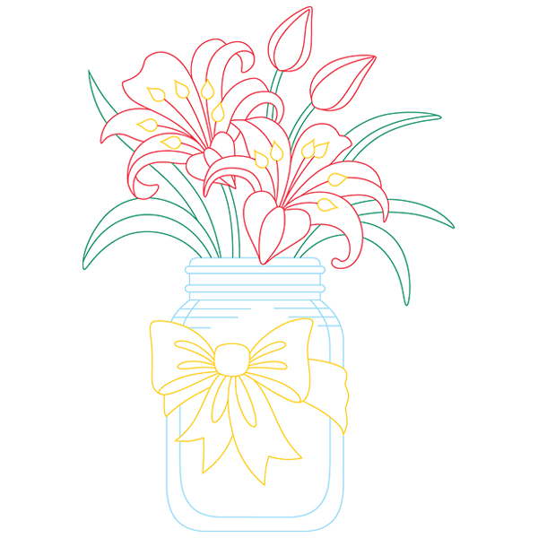Merry Mason Jar - Scarlet Lilies [SVG, DXF]