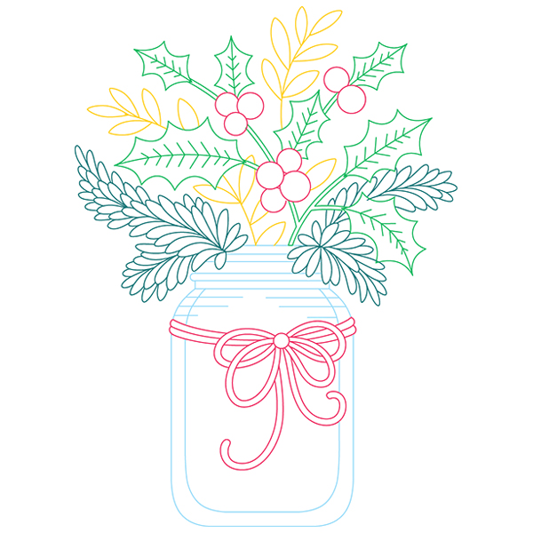 Merry Mason Jar - Holly [SVG, DXF]