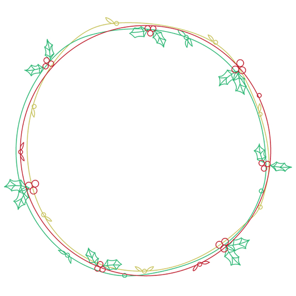 Delicate Holly Wreath [SVG, DXF]