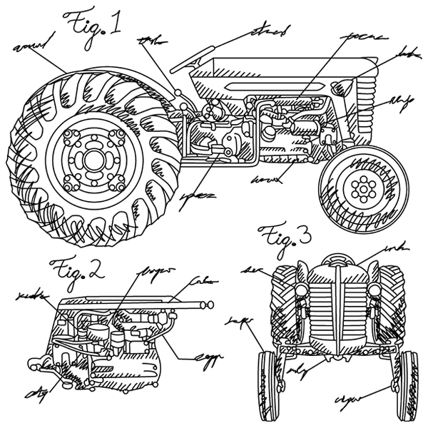 Modern Tractor Schematic [SVG, DXF]