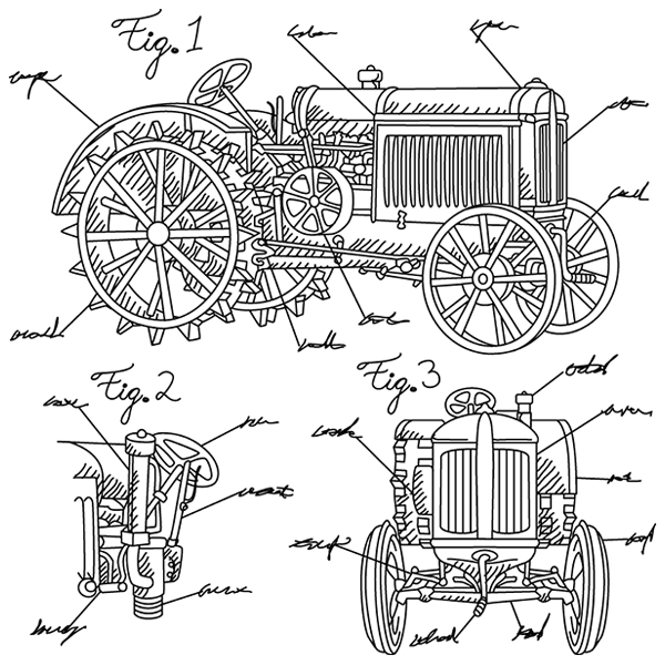 Antique Tractor Schematic [SVG, DXF]