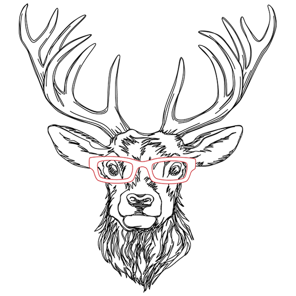 Bespectacled Reindeer [SVG, DXF]